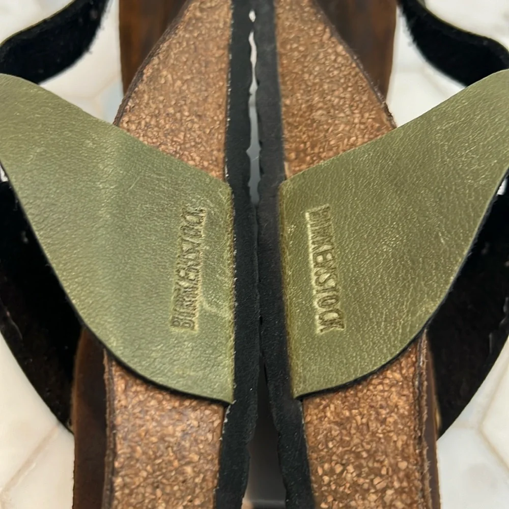 Birkenstock Leather Gizeh Pull Up Olive Green Narrow Thong Sandals Kids 33 | Y2